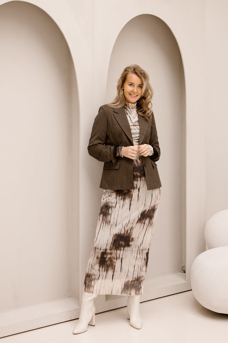 Onessa faded mesh dress dusy brown - Bij Keesje - Neo Noir