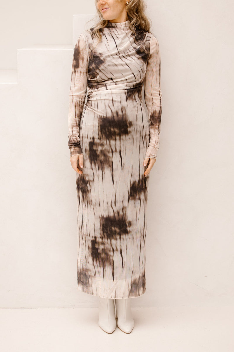 Onessa faded mesh dress dusy brown - Bij Keesje - Neo Noir