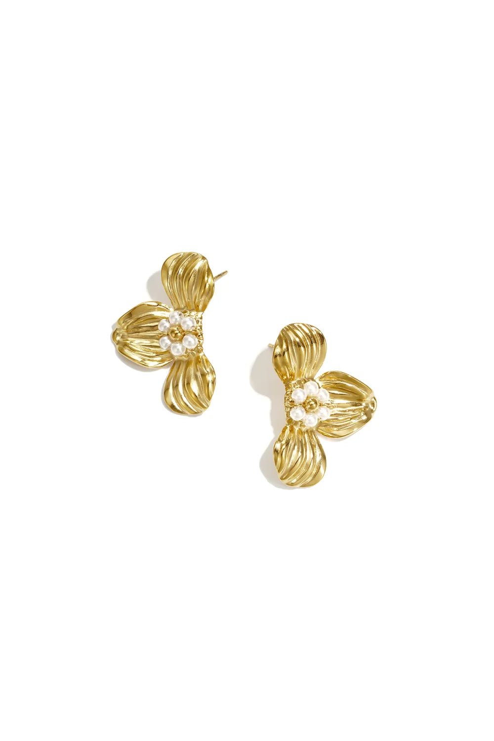 Oorbellen flower gold pearl - Bij Keesje - Bij Keesje - Oorbellen