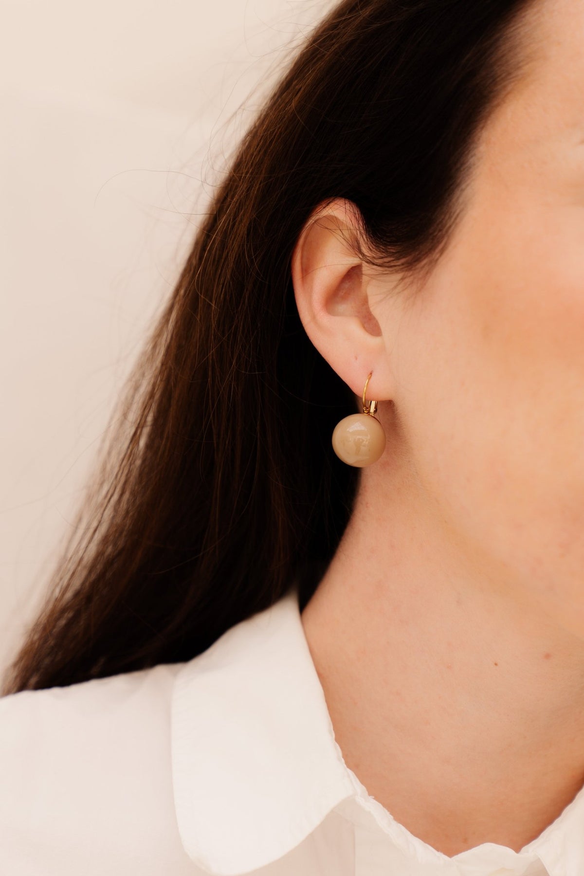 Oorbellen Jade beige 1337 - Bij Keesje - Bij Keesje - Oorbellen