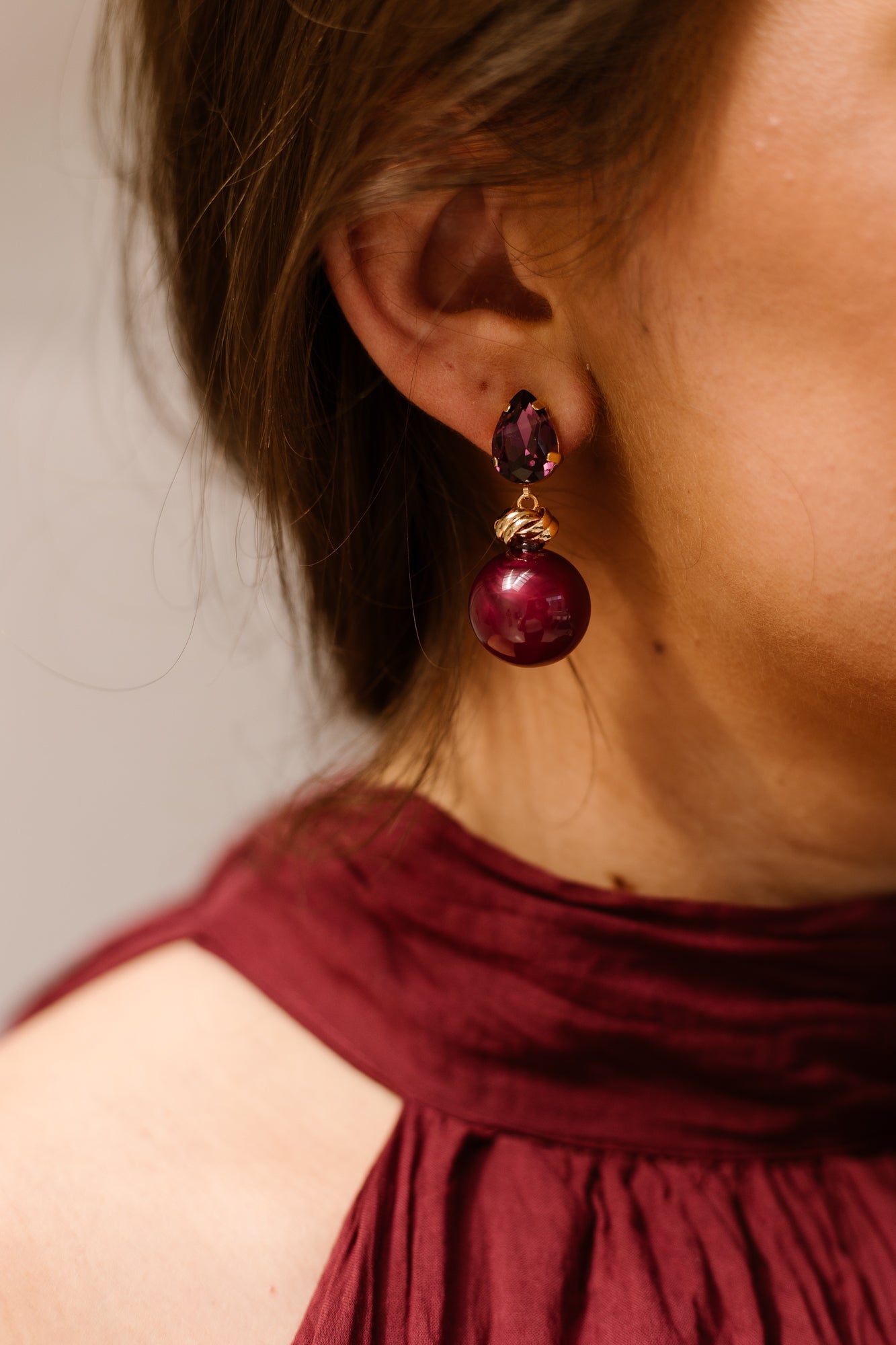 Oorbellen Kate 3480 Burgundy - Bij Keesje - Bij Keesje - Oorbellen