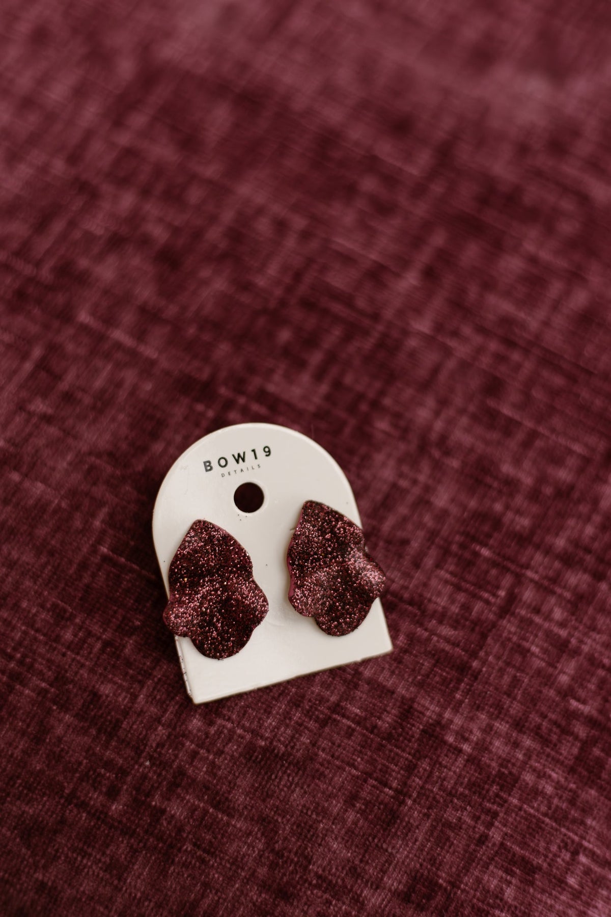 Oorbellen Lip Earrings Burgundy glitter - Bij Keesje - BOW19