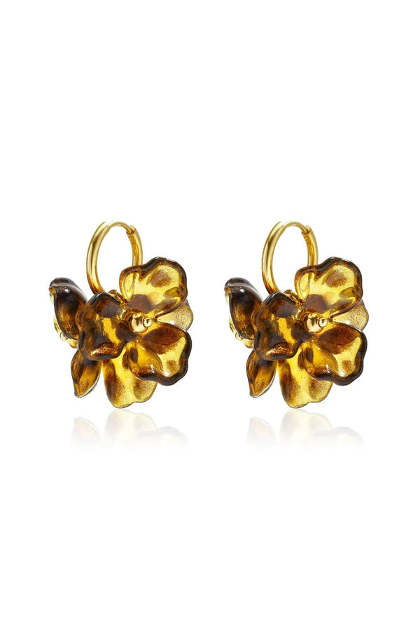 Oorbellen Mariella big flower brown - Bij Keesje - Bij Keesje - Oorbellen