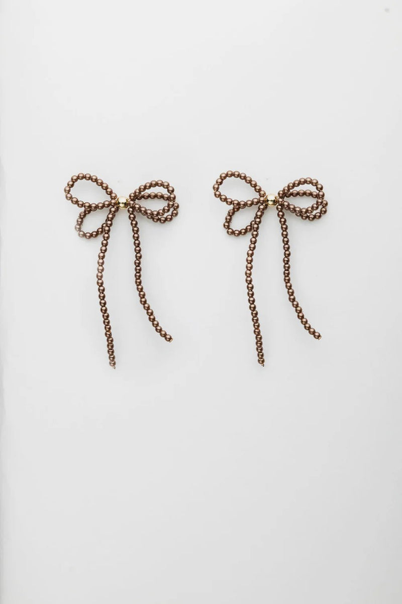 Oorbellen Pearl Bow Brown - Bij Keesje - BOW19