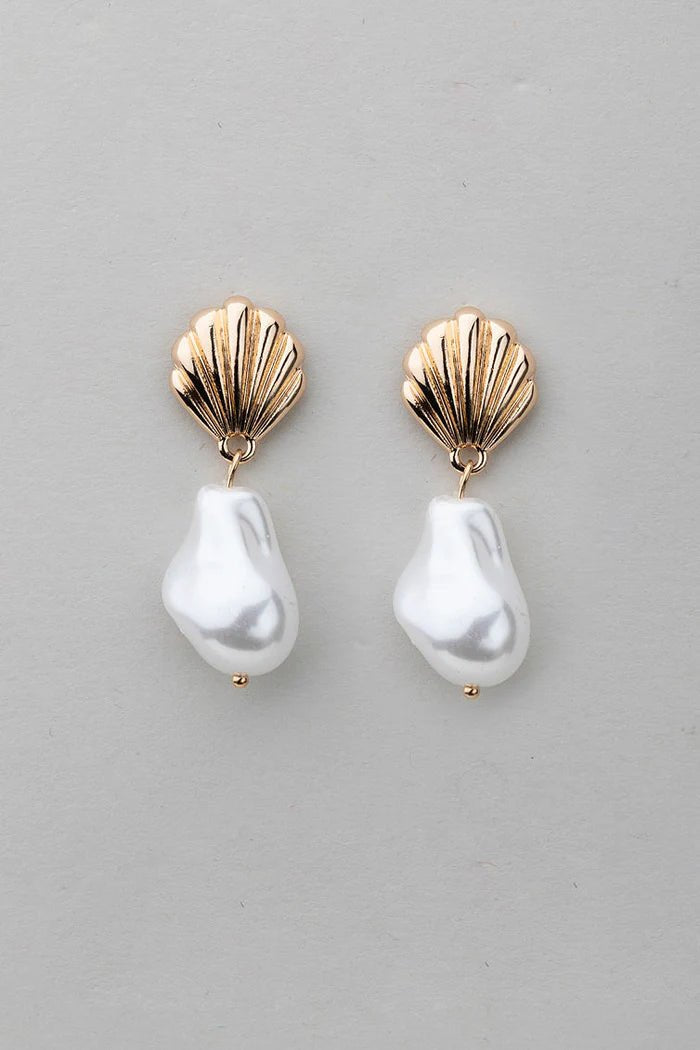 Oorbellen schelp parel - Bij Keesje - BOW19