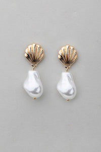 Oorbellen schelp parel - Bij Keesje - BOW19