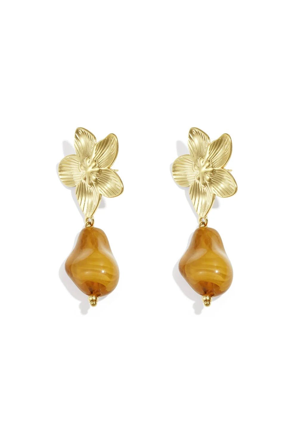 Oorbellen Thirza flower light brown - Bij Keesje - Bij Keesje - Oorbel