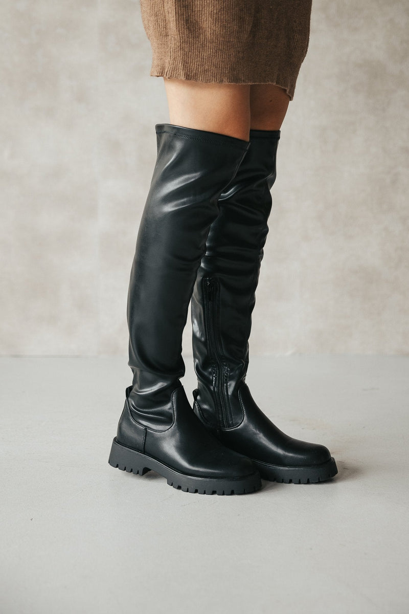 Overknee boots Wenen leatherlook black - Bij Keesje