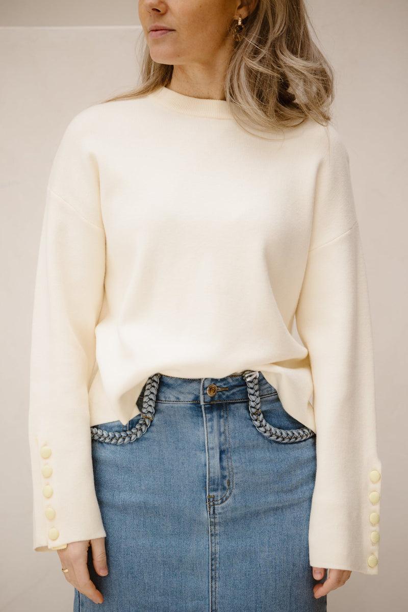 Oversized sweater off white - Bij Keesje - Bij Keesje