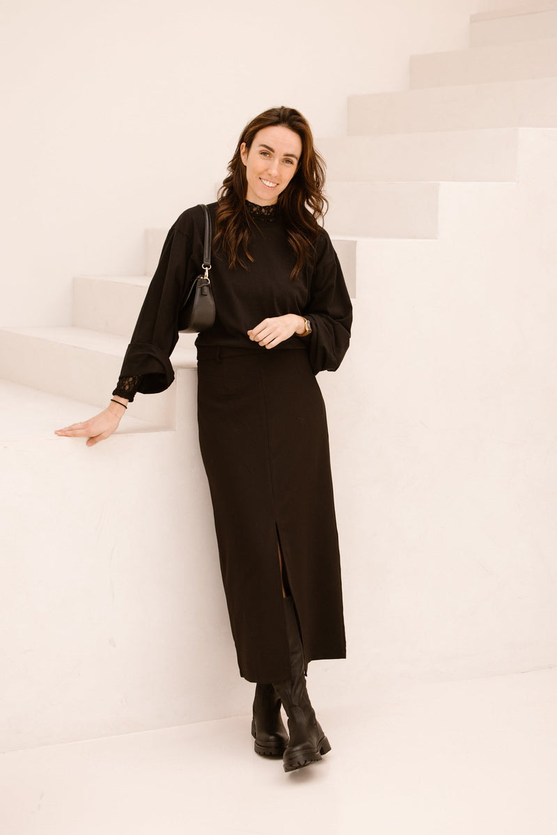 Paska boxy long tee long sleeve black - Bij Keesje - Neo Noir