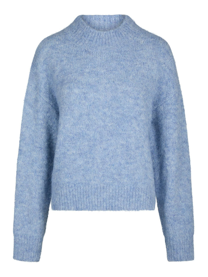 Paulina Fluffy Knit Blouse Dusty Blue - Bij Keesje - Neo Noir