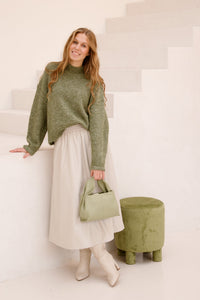 Paulina Fluffy Knit Blouse Dusty Green - Bij Keesje - Neo Noir