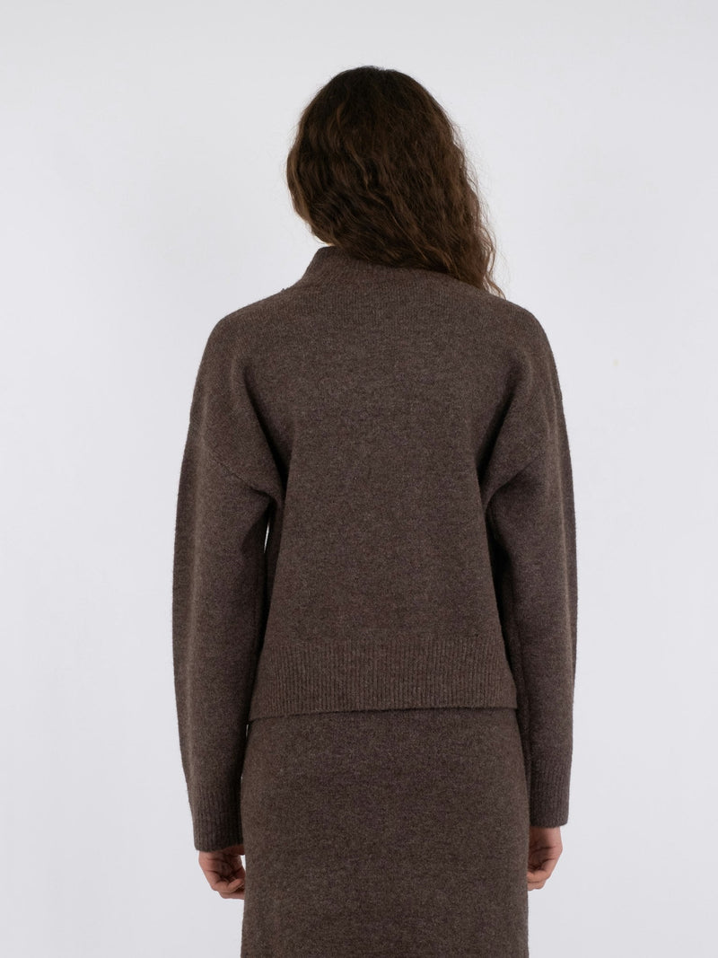 Paulina knit blouse brown melange - Bij Keesje - Neo Noir