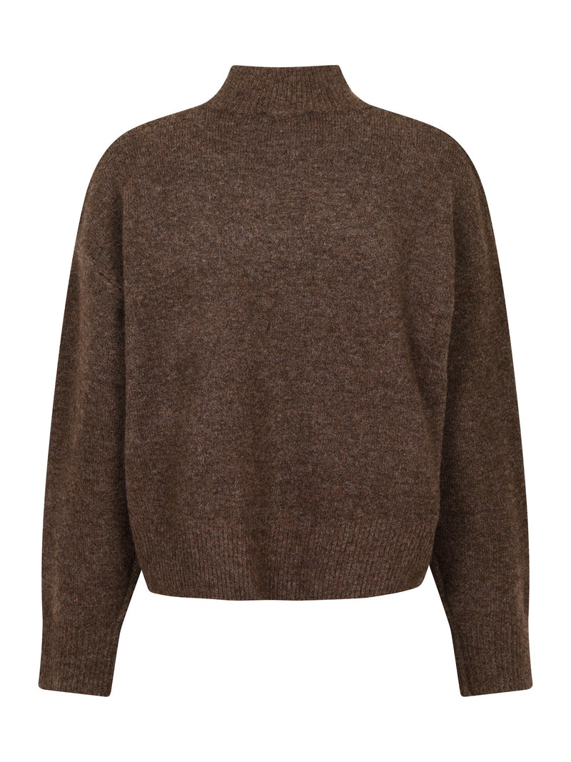 Paulina knit blouse brown melange - Bij Keesje - Neo Noir