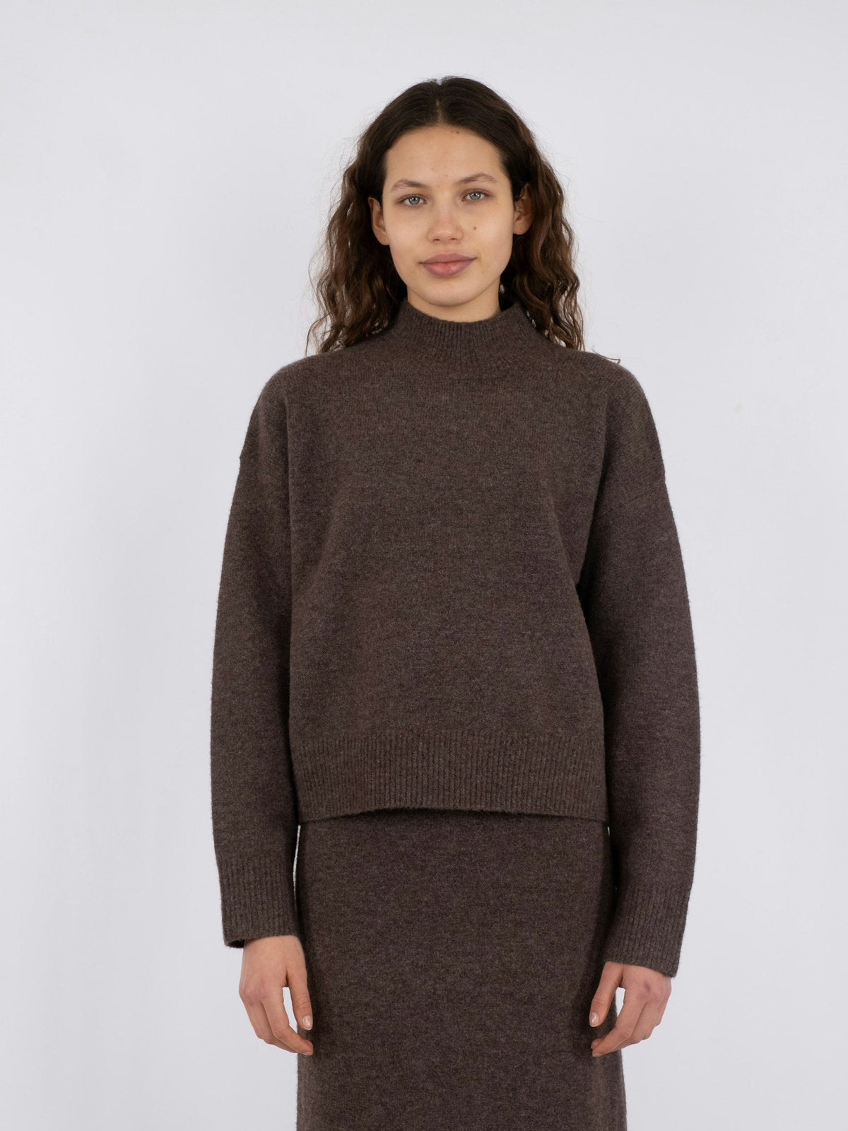 Paulina knit blouse brown melange - Bij Keesje - Neo Noir