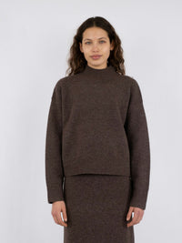 Paulina knit blouse brown melange - Bij Keesje - Neo Noir