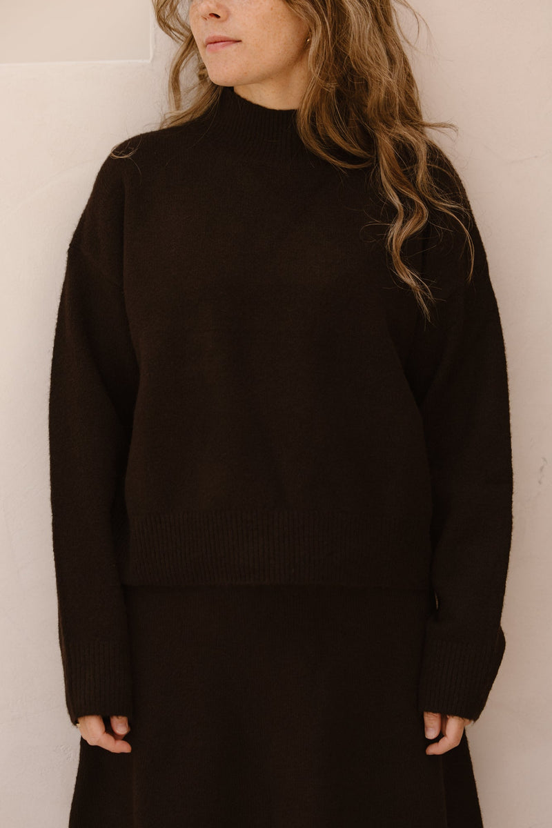 Paulina knit blouse dark brown - Bij Keesje - Neo Noir