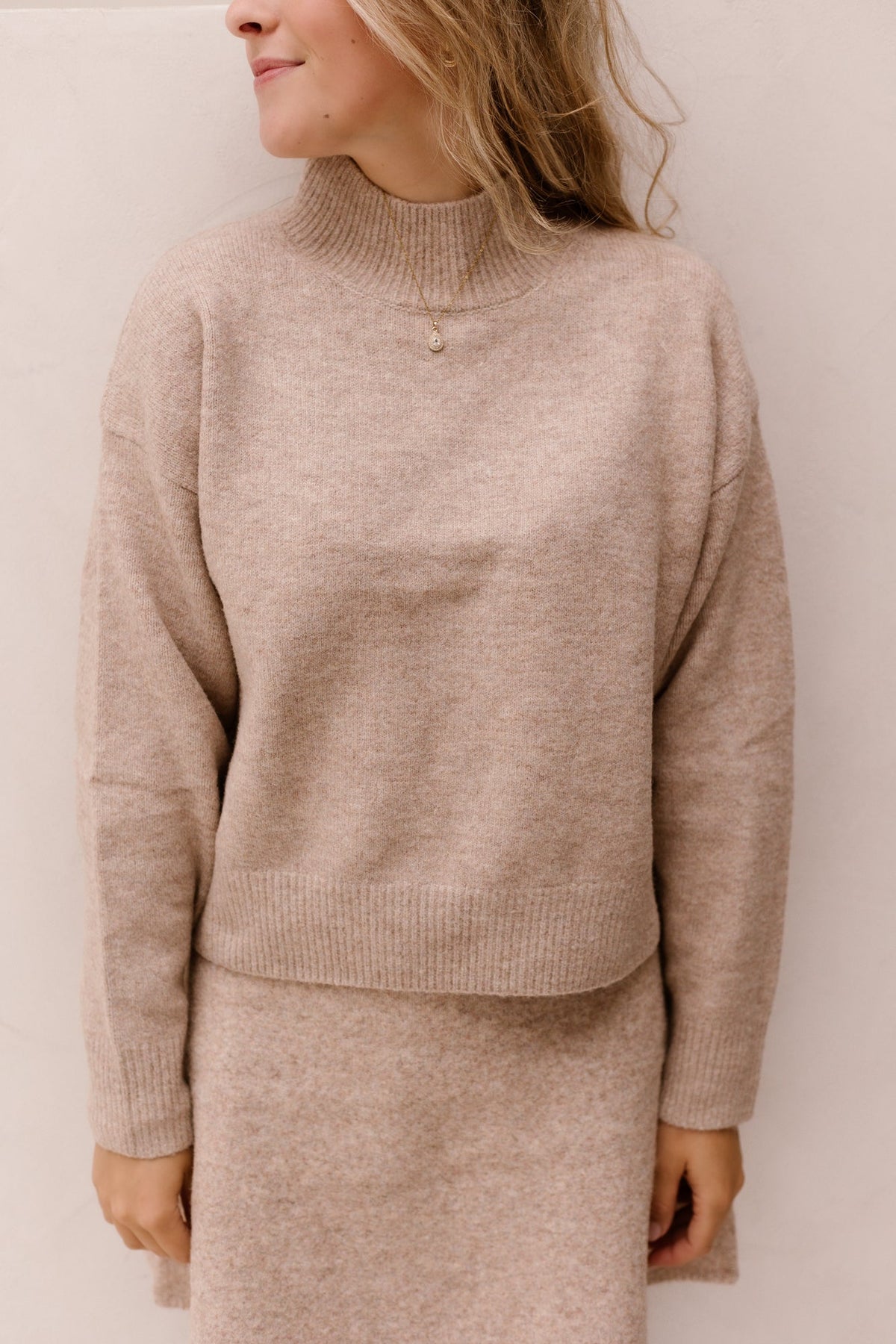 Paulina knit blouse sand melange - Bij Keesje - Neo Noir - Trui