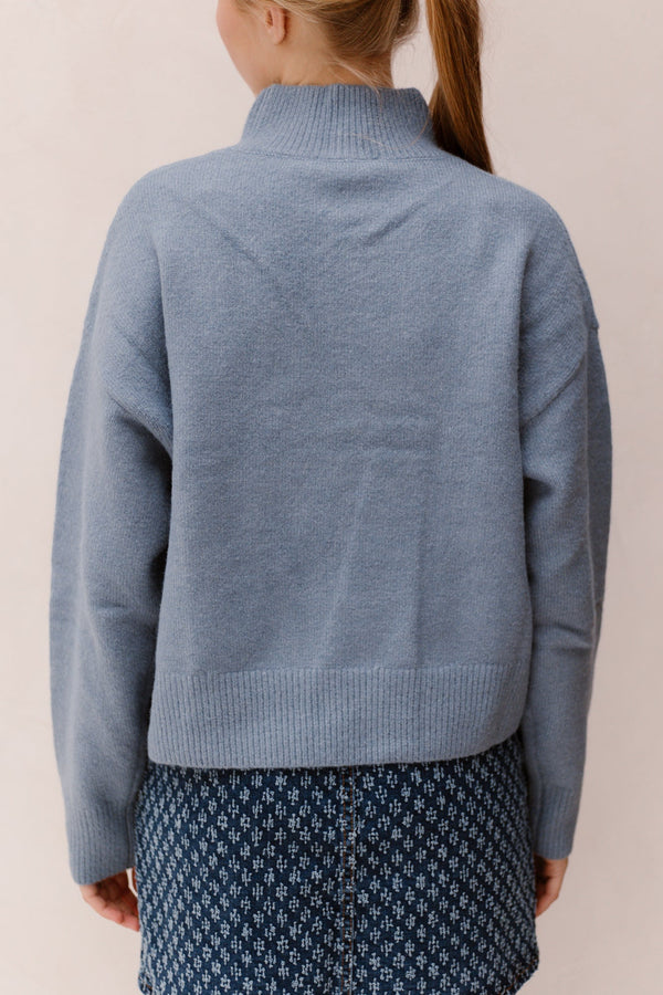 Paulina knit blouse smoke blue - Bij Keesje - Neo Noir