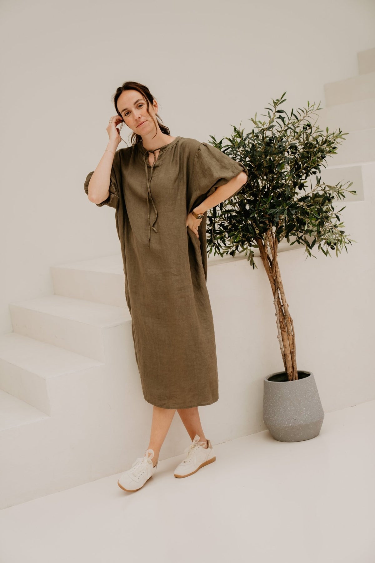 Pem linen dress khaki - Bij Keesje - Bij Keesje - Jurk
