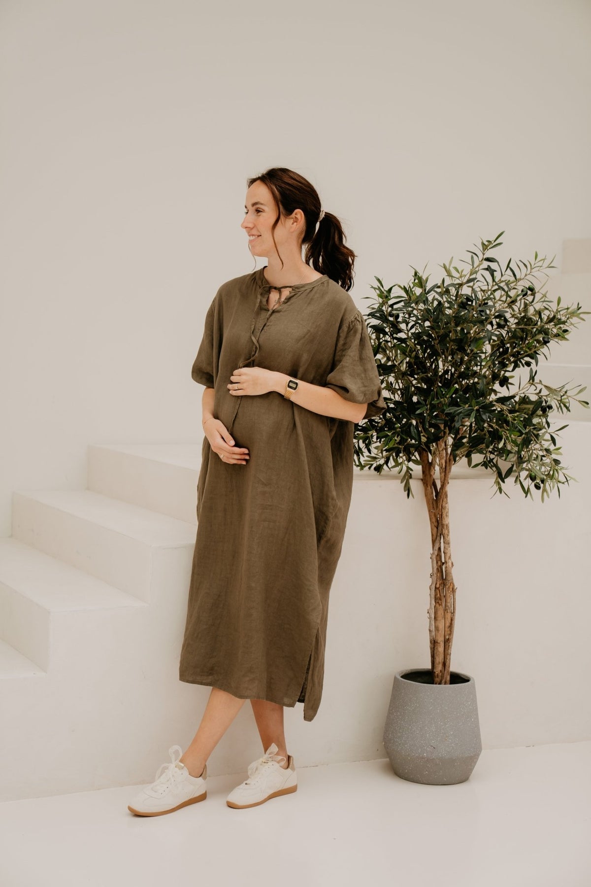 Pem linen dress khaki - Bij Keesje - Bij Keesje - Jurk