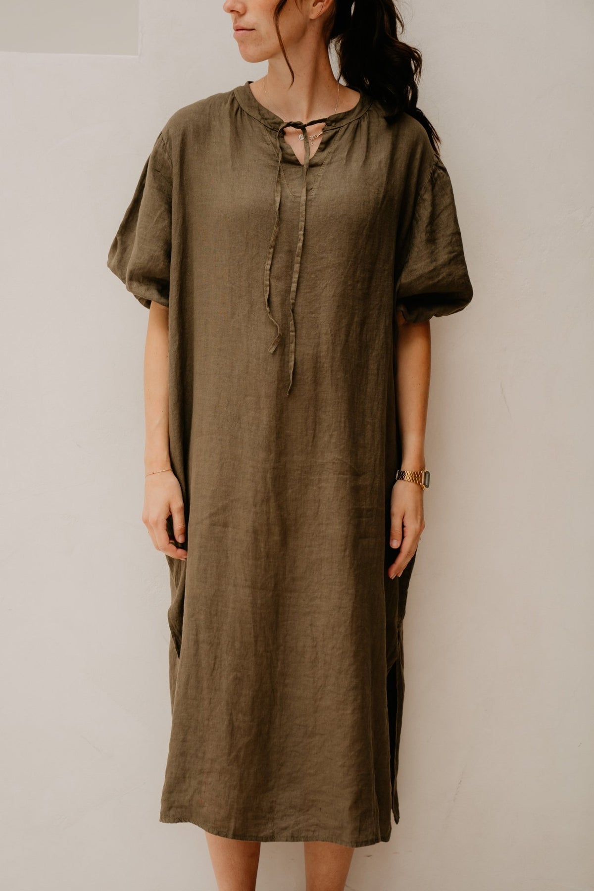 Pem linen dress khaki - Bij Keesje - Bij Keesje - Jurk