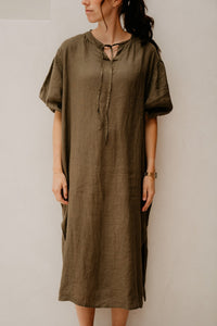 Pem linen dress khaki - Bij Keesje - Bij Keesje - Jurk