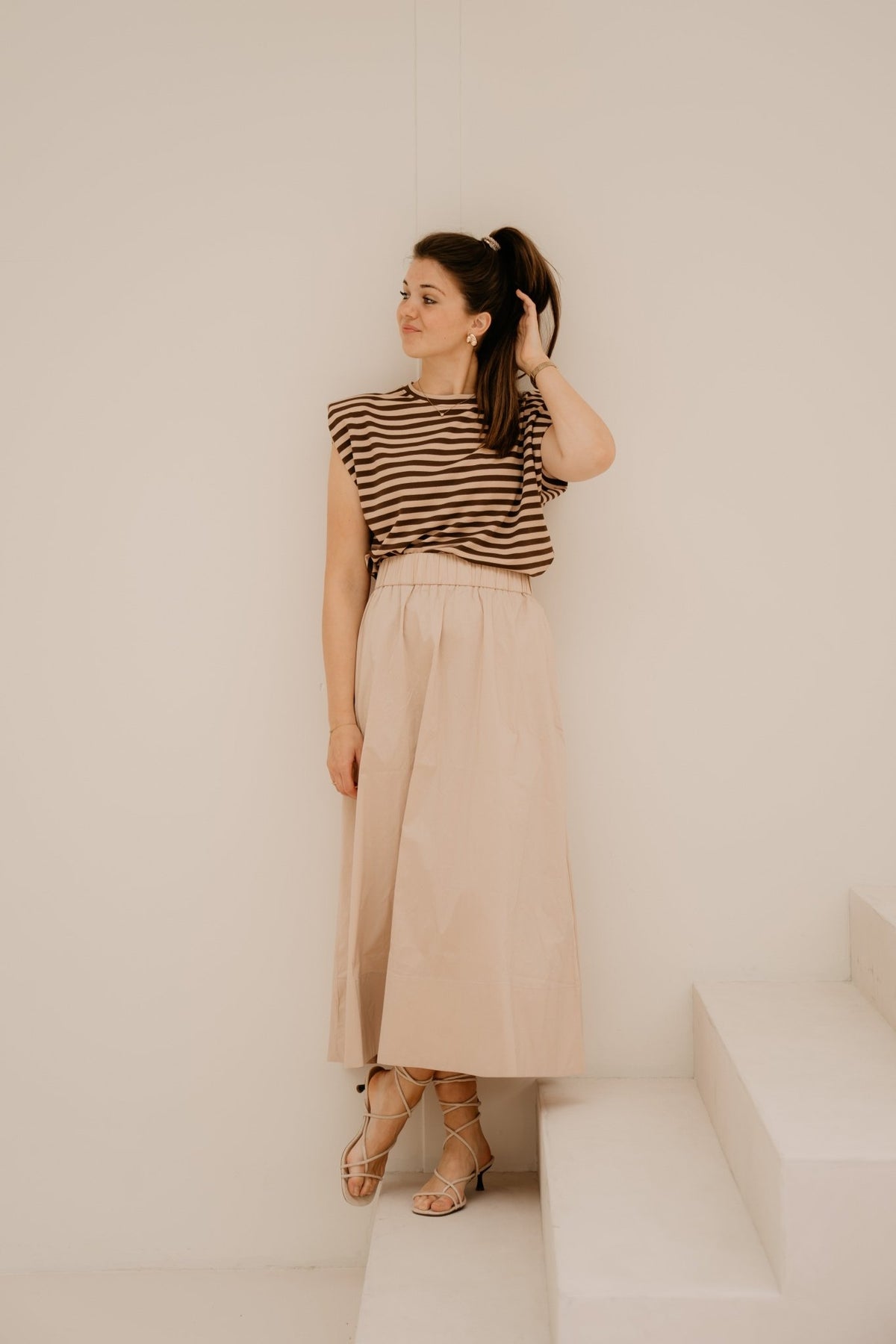 Perle Stripe Shirt Brown/Beige - Bij Keesje - Bij Keesje - Top
