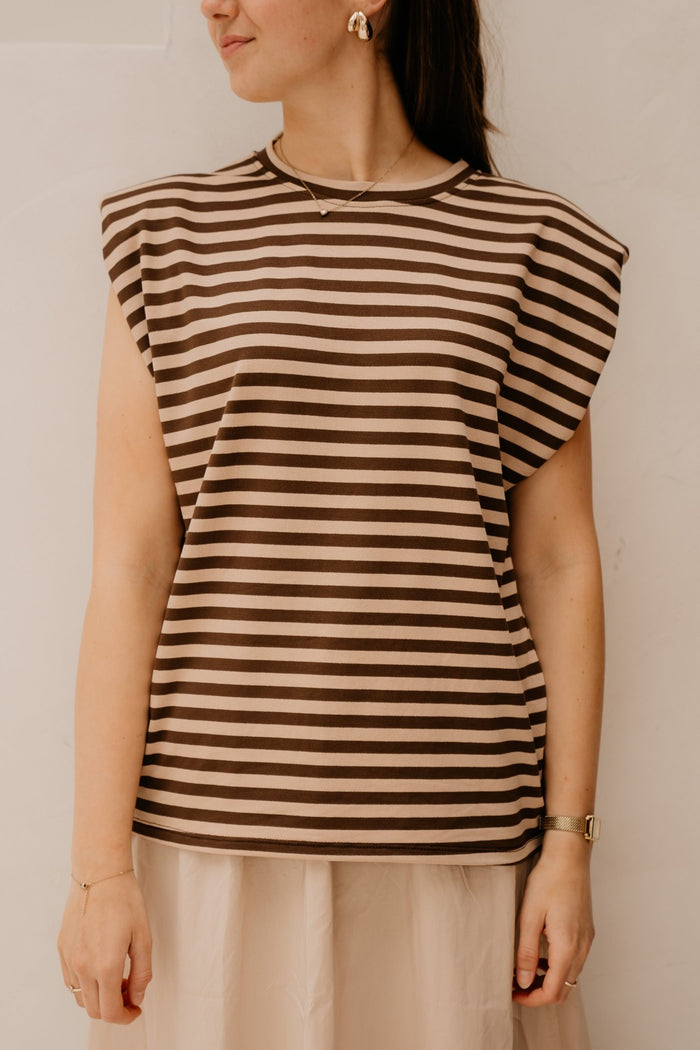 Perle Stripe Shirt Brown/Beige - Bij Keesje - Bij Keesje - Top