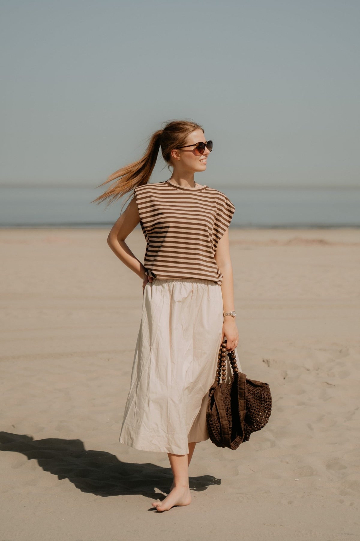 Perle Stripe Shirt Brown/Beige - Bij Keesje - Bij Keesje - Top