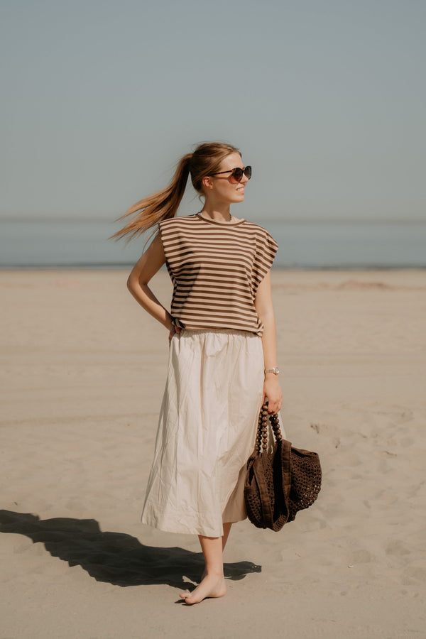Perle Stripe Shirt Brown/Beige - Bij Keesje - Bij Keesje - Top