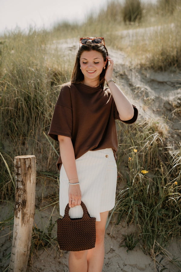 Petrani summer stripe skirt taupe stripe - Bij Keesje - Neo Noir - Rok