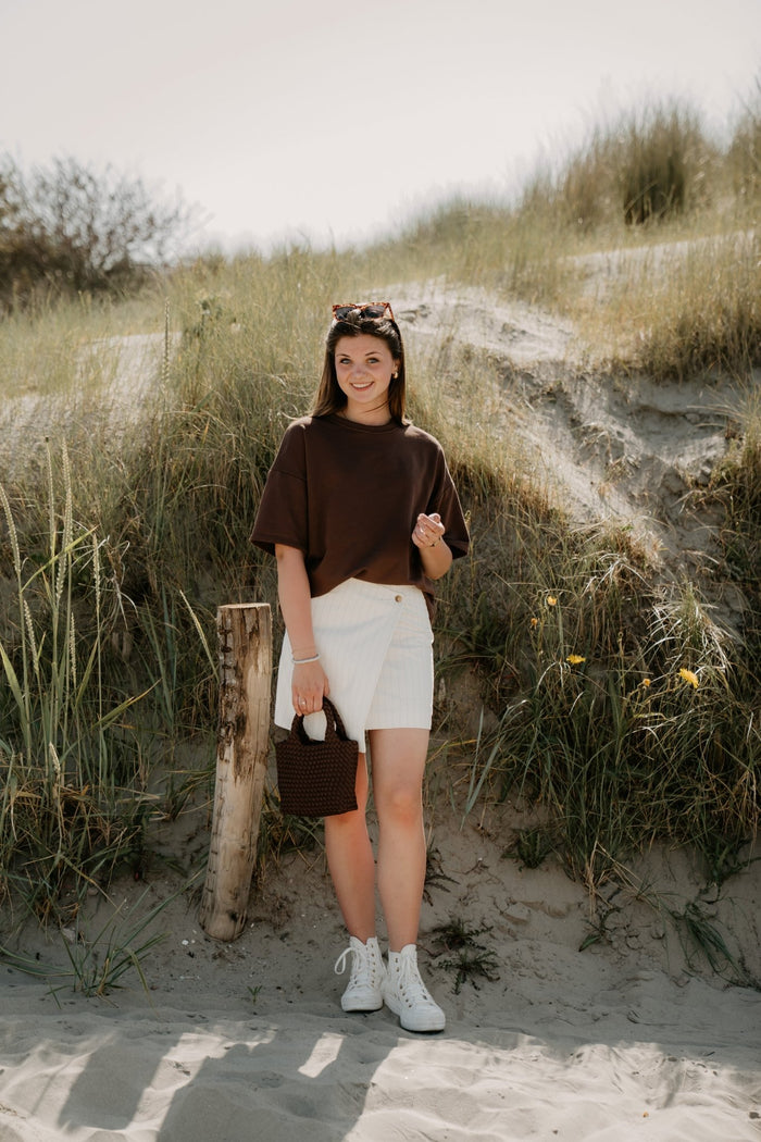 Petrani summer stripe skirt taupe stripe - Bij Keesje - Neo Noir - Rok