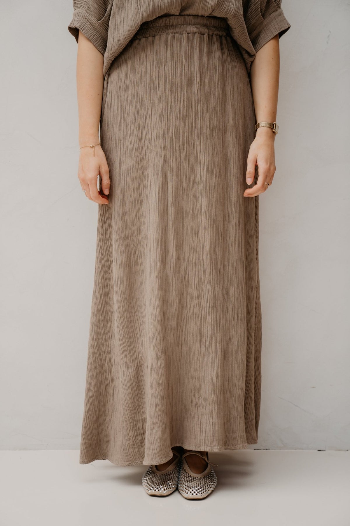 Pippa rok taupe - Bij Keesje - Bij Keesje - Rokken