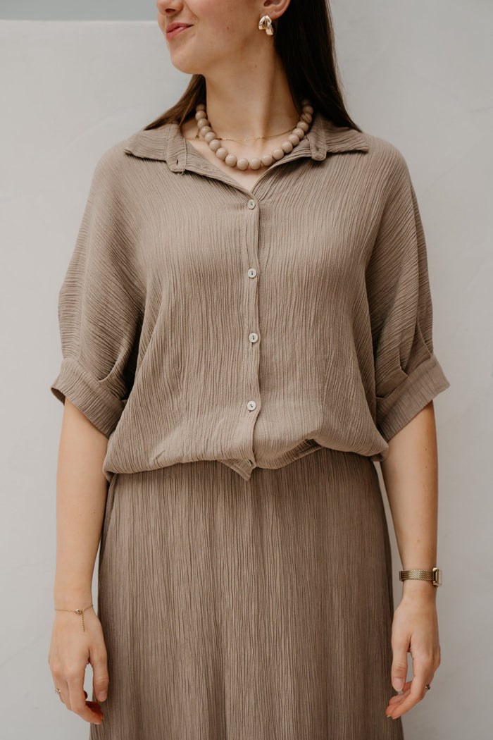 Pippa top taupe - Bij Keesje - Bij Keesje - Rokken