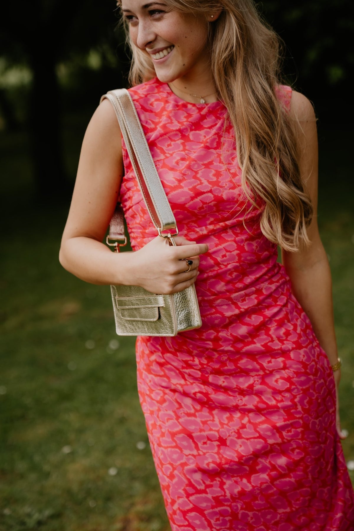 Pleun print mesh jurk rood/roze - Bij Keesje - Bij Keesje - Jurk