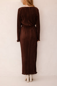 Plisse dress brown - Bij Keesje - Bij Keesje
