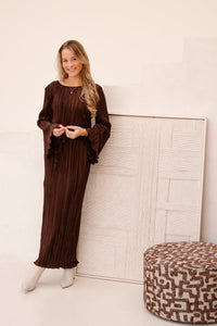 Plisse dress brown - Bij Keesje - Bij Keesje