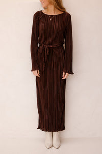 Plisse dress brown - Bij Keesje - Bij Keesje