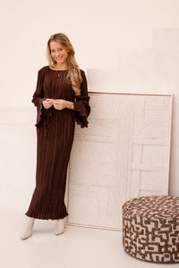 Plisse dress brown - Bij Keesje - Bij Keesje