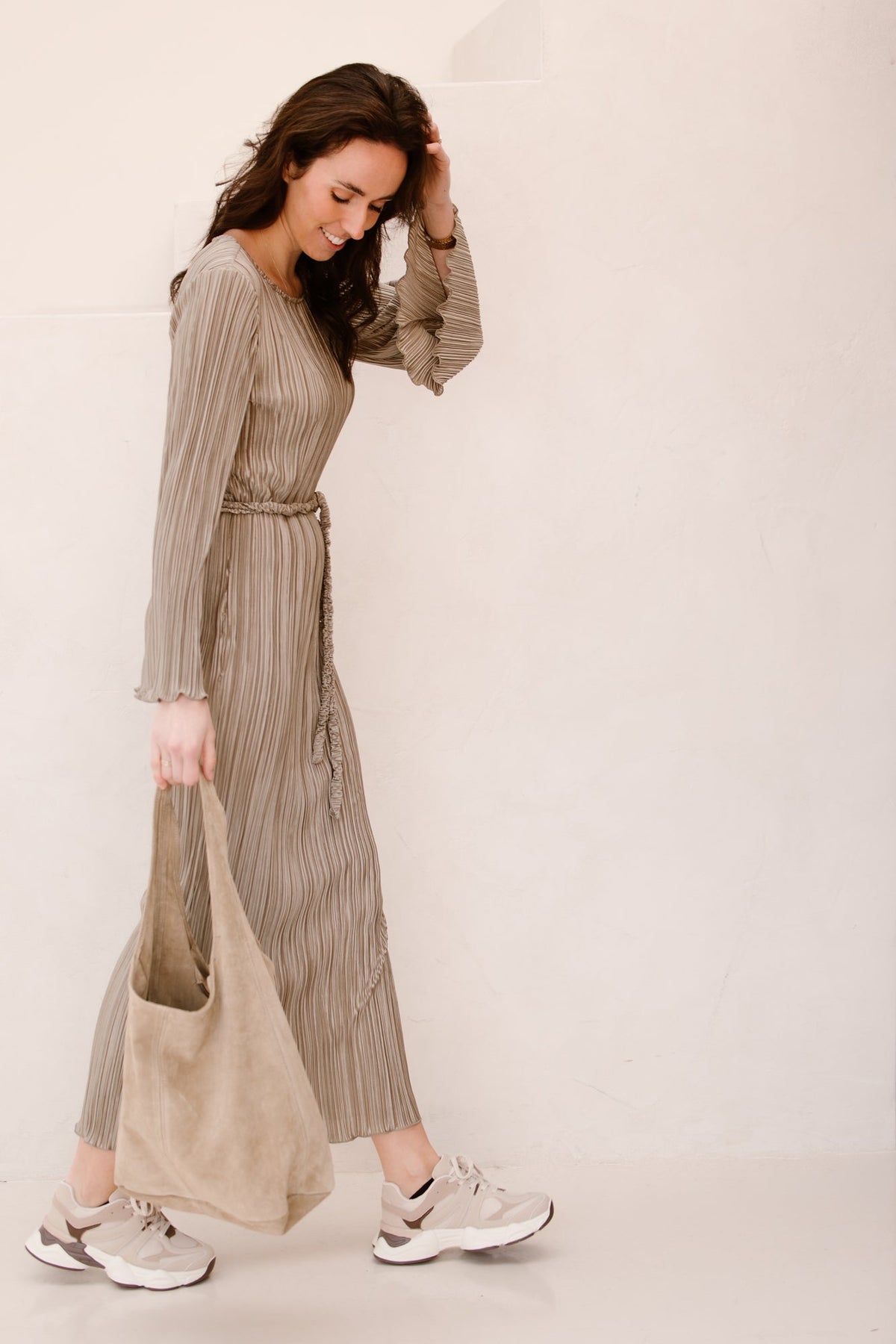 Plisse dress green - Bij Keesje - Bij Keesje