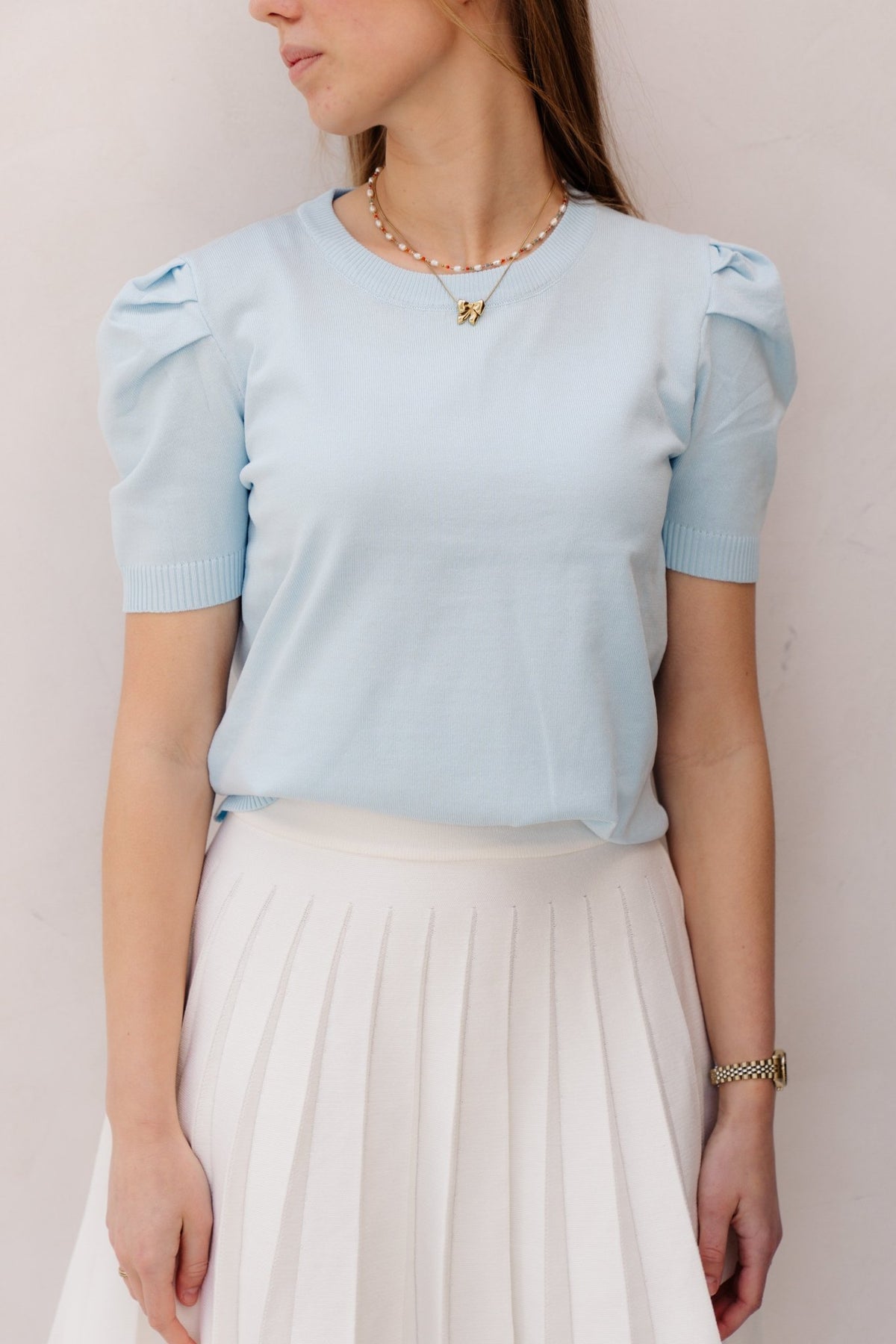 Pofmouw top lightblue - Bij Keesje - Bij Keesje - Top