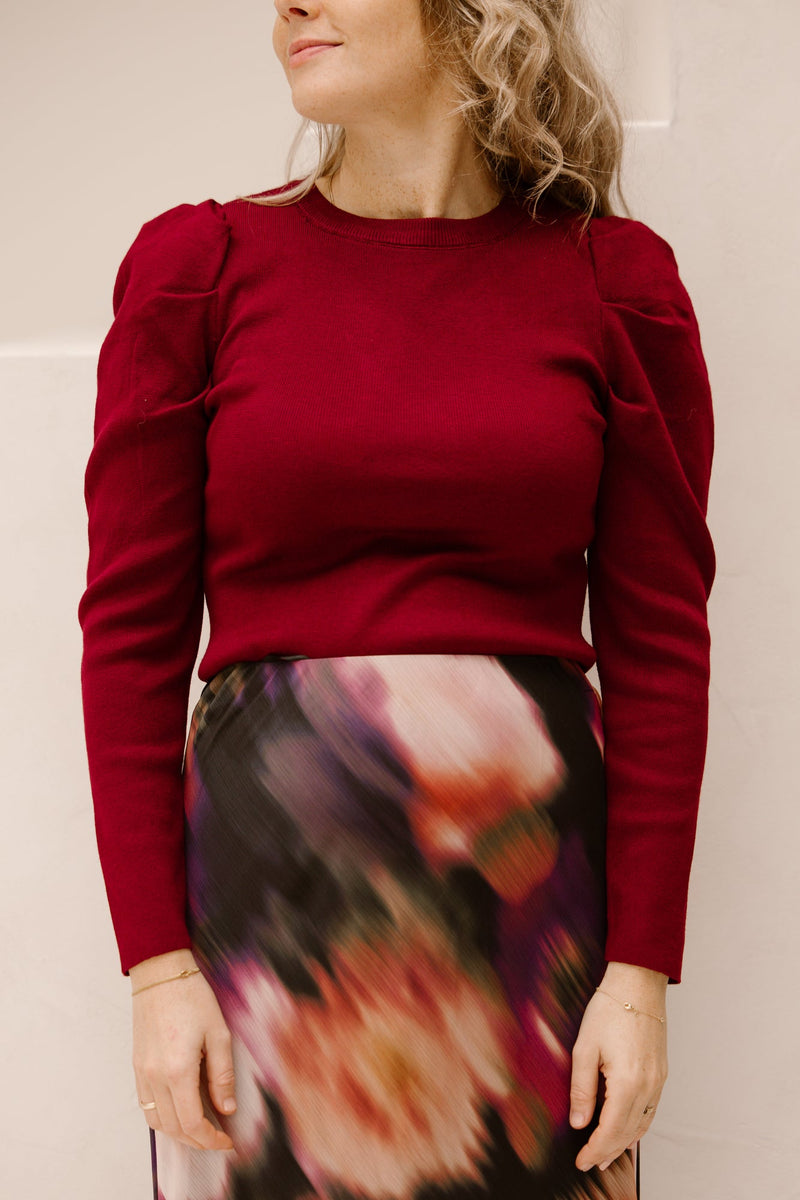 Pofmouw top long sleeve bordeaux - Bij Keesje - Bij Keesje