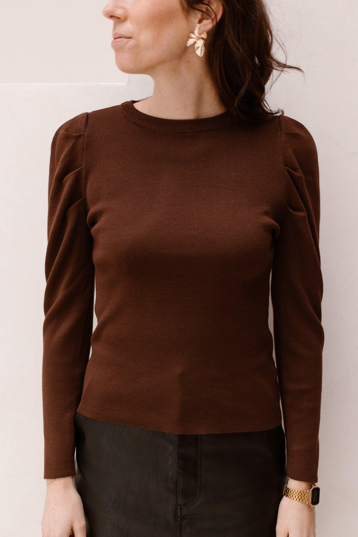 Pofmouw top long sleeve brown - Bij Keesje - Bij Keesje