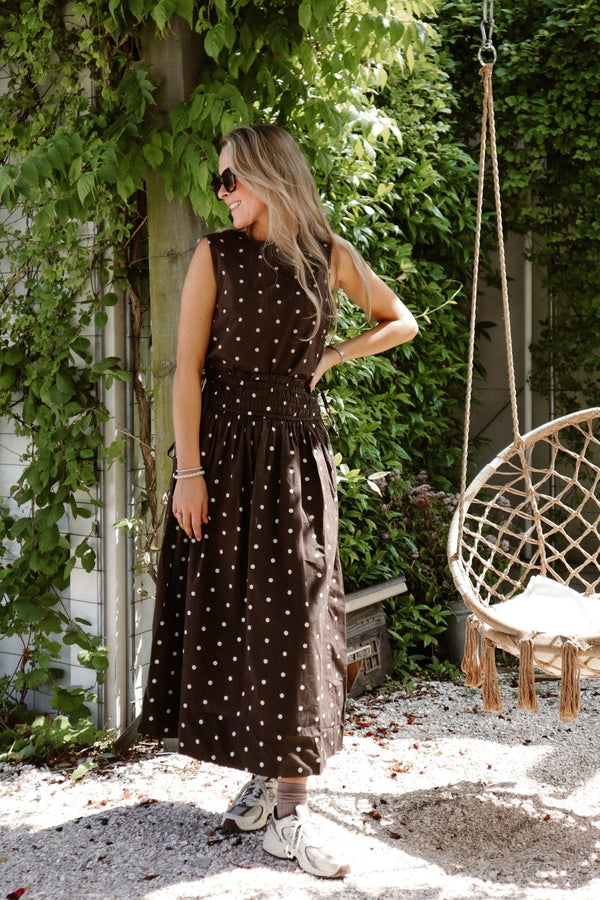 Polly Dot Top Dark Brown - Bij Keesje - Neo Noir - Top