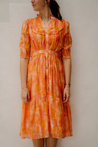 Poppy lange print jurk oranje - Bij Keesje - Bij Keesje - Jurk