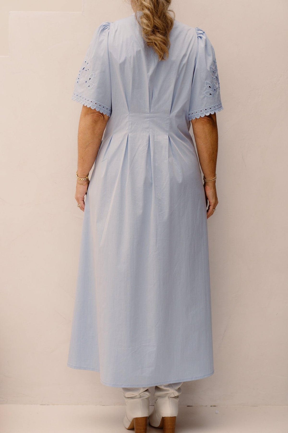 PoppyCC Emb Pleat Dress Pale - Blue - Bij Keesje - Co'couture - jurk