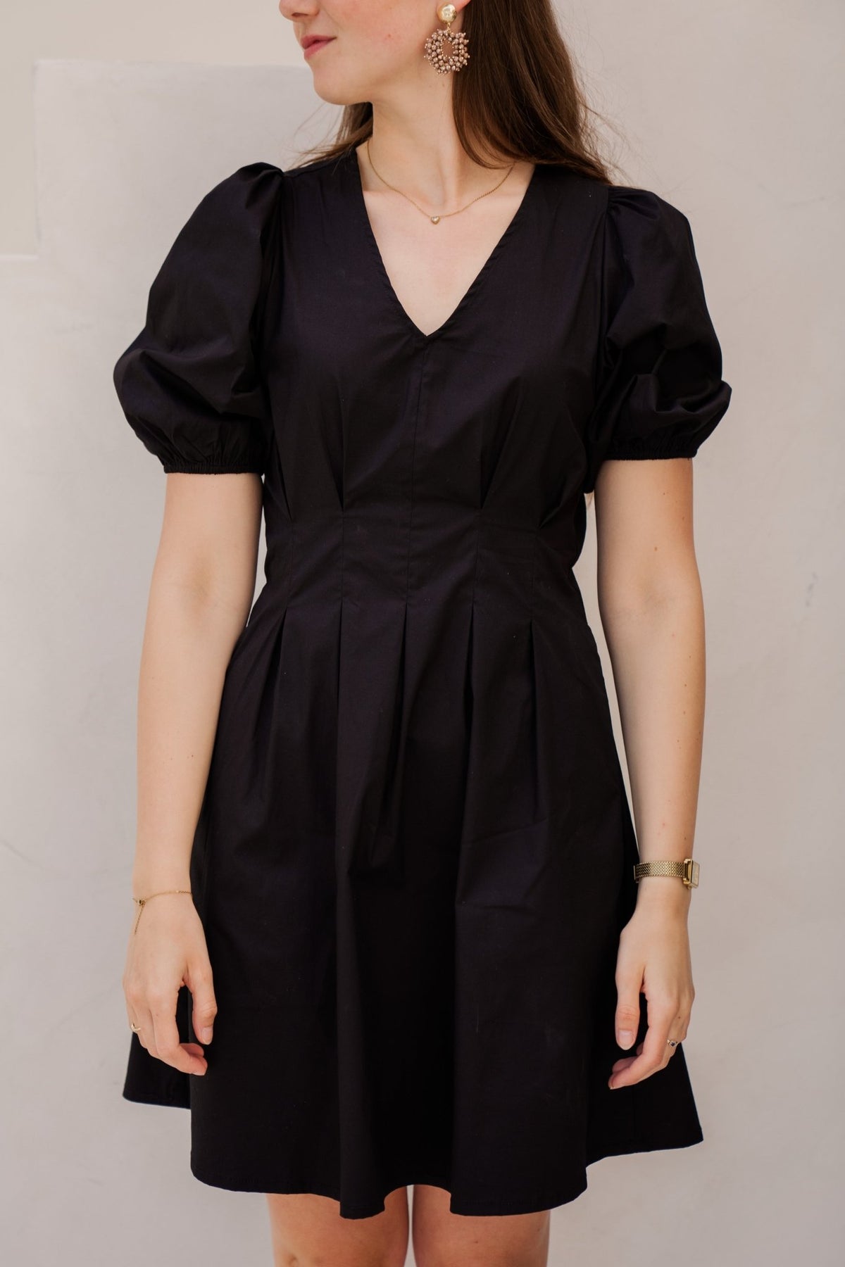 PoppyCC pleat crop dress black - Bij Keesje - Co'couture - Jurk