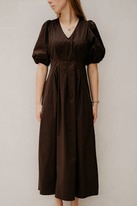 PoppyCC Pleat Dress Dark Brown - Bij Keesje - Co'couture - jurk