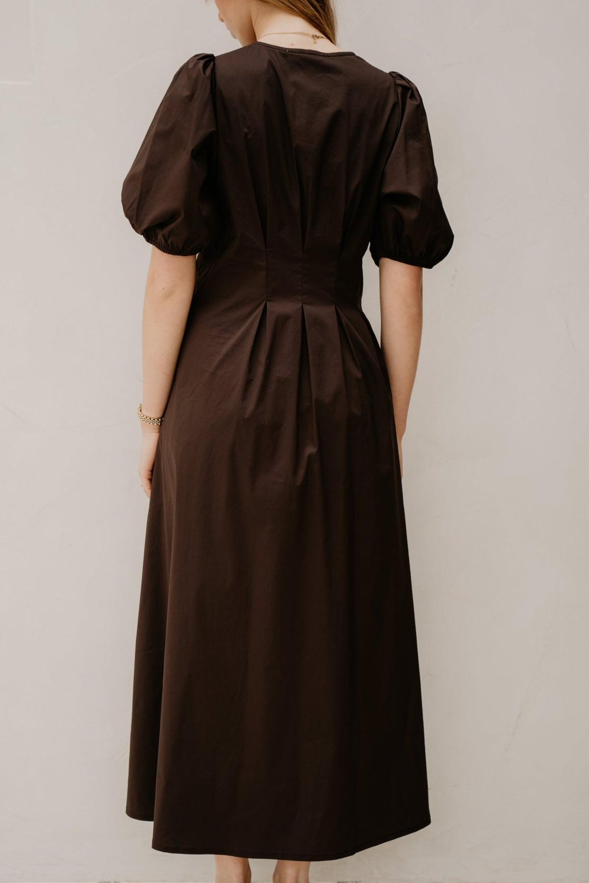 PoppyCC Pleat Dress Dark Brown - Bij Keesje - Co'couture - jurk